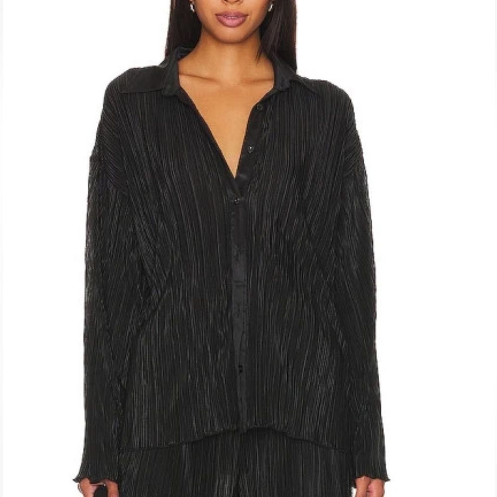 Plush Plisse oversized shirt and pant set